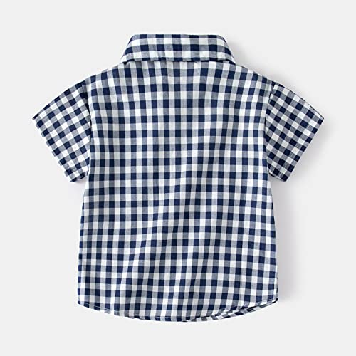 Boys' Casual Short Sleeve Button Down Shirts Cotton Plaid Baby-Boys Short Sleeve Button Up Plaid Shirt2