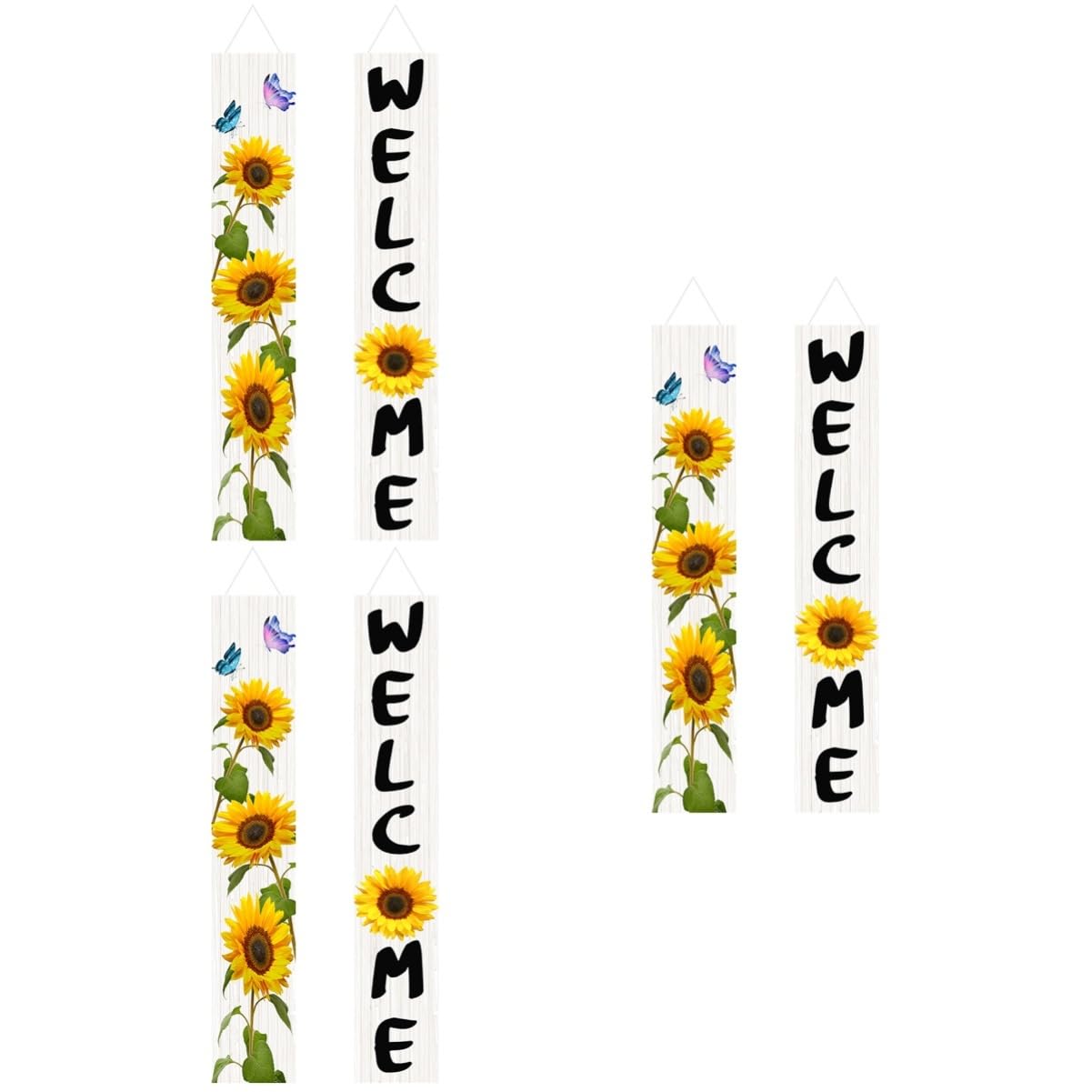 PRETYZOOM 3 Paare Willkommensbanner Dekoration Bauernhaus Solarlaternen Im Freien Ernte Solar- Türkränze Im Freien Sommerlicher Türkranz Veranda Frühling Gartenzwerg Veranda-Schild Polyester