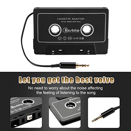 Reshow Cassette To Aux Adapter With Stereo Audio, Premium Car Audio Cassette Adapter With 3.5Mm Headphone Jack #TOP4