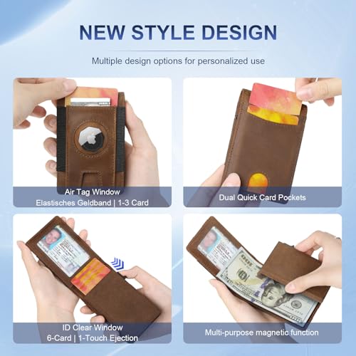 Air Tag Wallet & Mag safe Wallet with Airtag Holder for Iphone16, RFID Blocking Card Case, Minimalist Card Holder for Men, Money in Front Pocket, Carteras para Hombres4