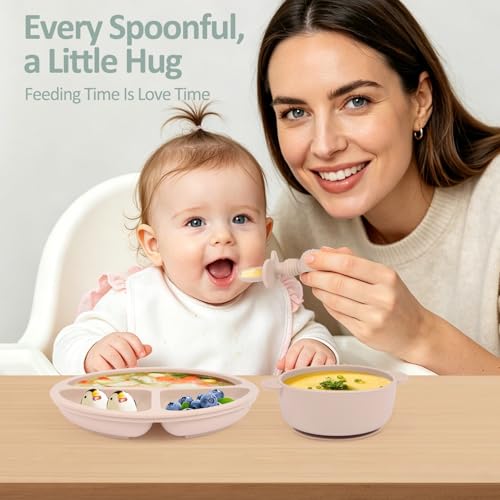 Image of Eascrozn Baby Utensils, 3 Pack Silicone Forks and Spoons Set, Baby Spoons Self Feeding 6+ Months, BPA Free, Baby Led Weaning Feeding Supplies, Dishwasher Safe