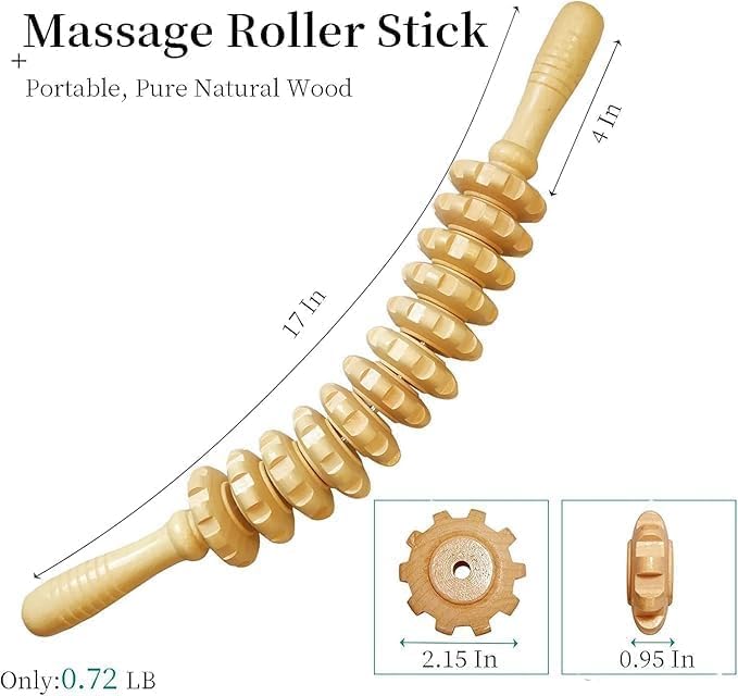 Shreejih Wooden 12-wheel roller massage-pain relief and trigger point therapy for Gua Sha Stick Shreejih Wooden 12-wheel roller massage-pain relief and trigger point therapy for Gua Sha Stick