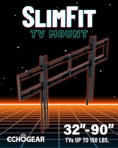 Image of ECHOGEAR Fixed TV Wall Mount for 32 inch-90 inch TVs up to 150lbs, 1.18 inch Profile | Universal XL TV mount w / DIY install includes easy drill template and all hardware, works on 16 & 24 inch studs or concrete
