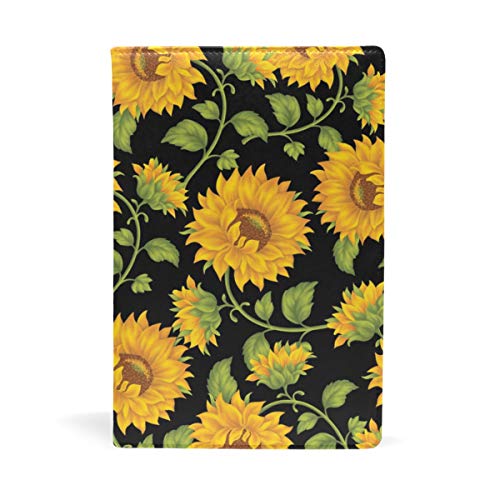 EZIOLY - Funda para libros de texto con diseño de girasol, se adapta a la mayoría de los libros de texto de tapa dura de hasta 8,7 x 5,8 pulgadas Fácil de aplicar. Lavado y reutilizable