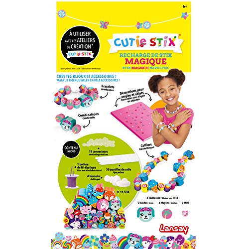 514XBvuWUaL Lansay - CUTIE STIX - Recharge Magic - À Utiliser avec Atelier Cutie Stix - 11 Stix Thème Licorne, Arc-en-Ciel, Papillon - Pour Création Bijoux & Kit Bracelet pour Enfants dès 6 ans - Loisirs Créatifs