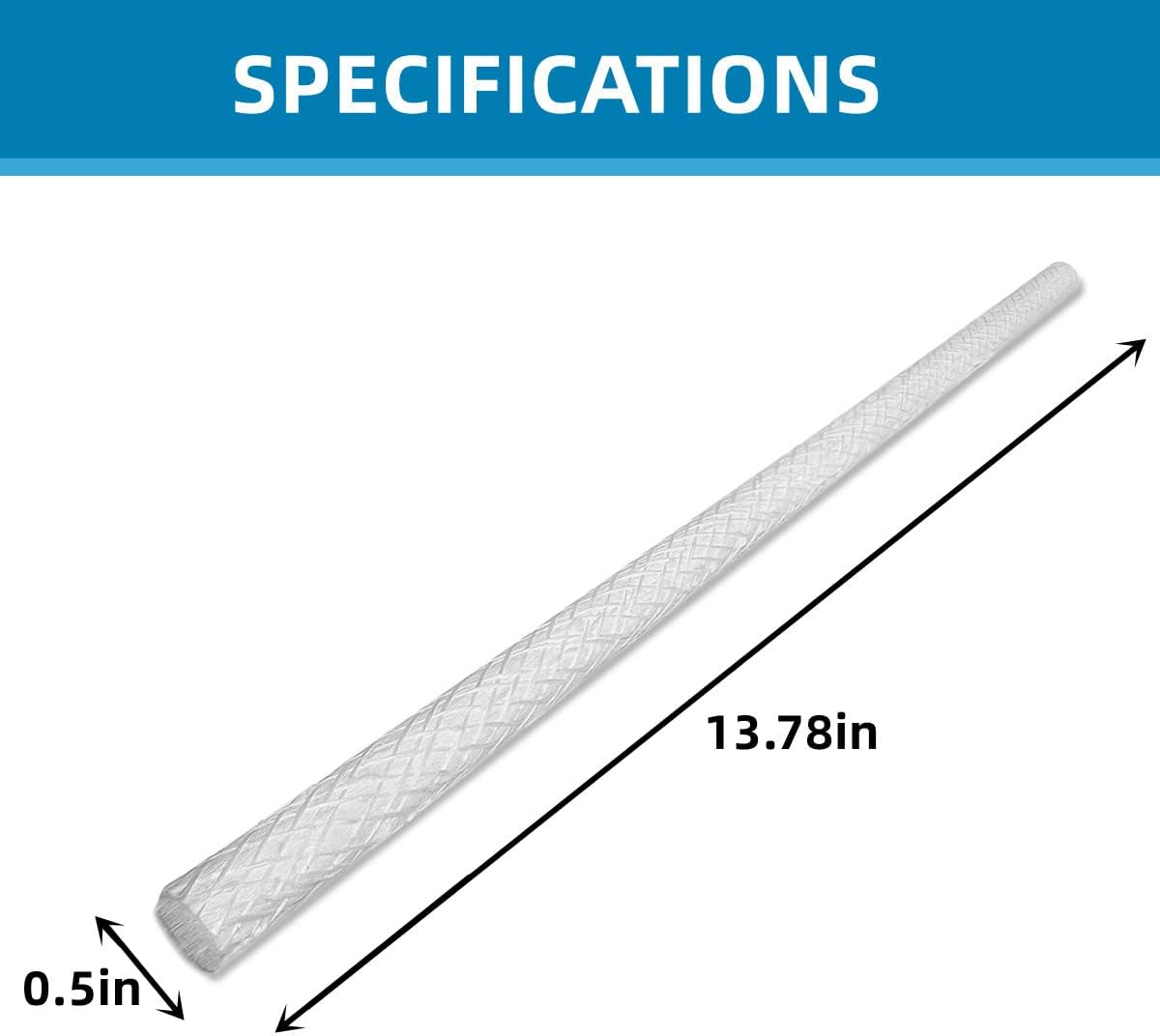 Replacement Fiberglass Wicks for Tiki Torch, Long Life Glass Fibre Lamp Wicks, 0.5 by 13.78 Inch, Pack of 16