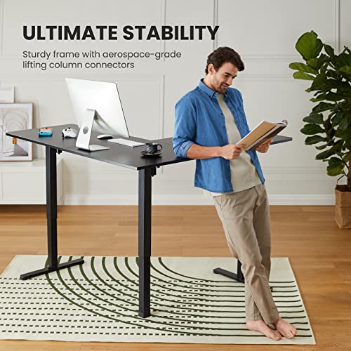 Ergear L-Shaped Electric Standing Desk, 63 Inches Double Motor Height Adjustable Sit Stand Up Corner Desk, Large Home Office Desk Computer Workstation, Black #TOP5