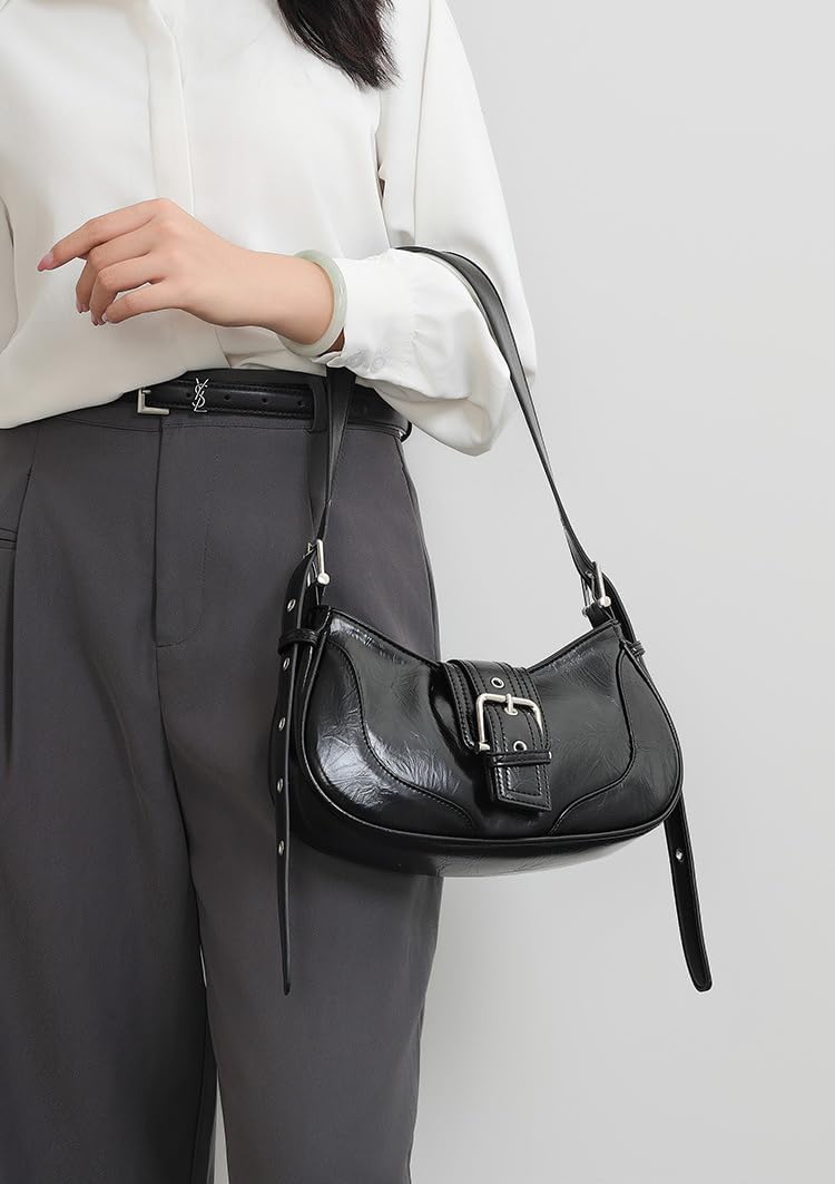 RTGGSEL Star Houndstooth Checkered Pattern Shoulder Bags for Women Crescent Crossbody Hobo Handbag Y2K Underarm Purse - Image 3