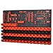 Scaffalatura da parete + 80 InBox misura 1 arancione e nero da officina, robusta scaffalatura a incastro, per officina, scaffalatura sospesa, cassetta per minuteria, parete forata (KOM-7)