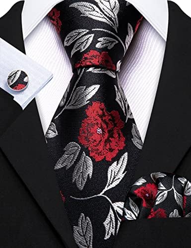 Barry.Wang Flower Ties for Males Handkerchief Cufflinks Set Wedding ceremony Necktie Set Celebration 3 514XChq