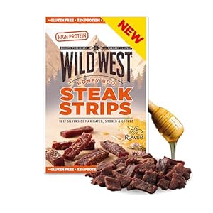 Wild West Steak Strips, 25g Honey BBQ Rindfleisch, Beef Jerky high Protein Trockenfleisch, Protein Snack