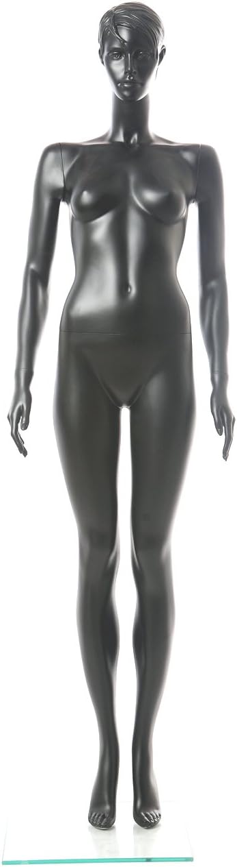 CS Skin Colour: Matt and Shine Female Abstract Mannequin Chic Fashion Contoured Hairstyle Face, CS17-8 schwarz matt, CS17-8 schwarz matt