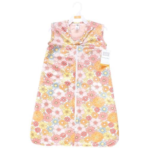 Hudson Baby Unisex Baby Plush Faux Fur Sleeping Bag, Wearable Blanket, Peace Love Flowers, 0-6 Months2