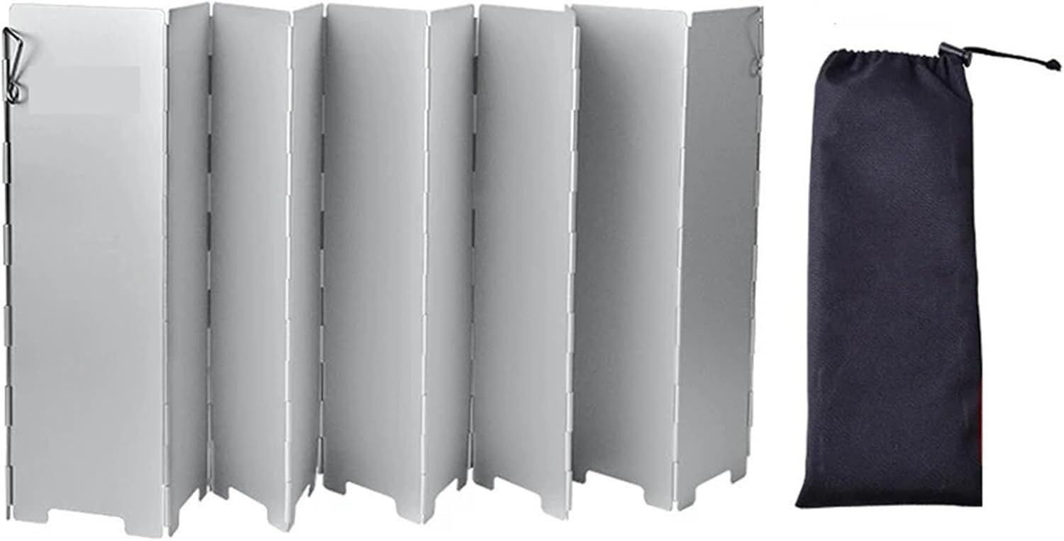 JvFbjLF Portable Folding Camping Stove Windscreen, 10 Plates(Silver)