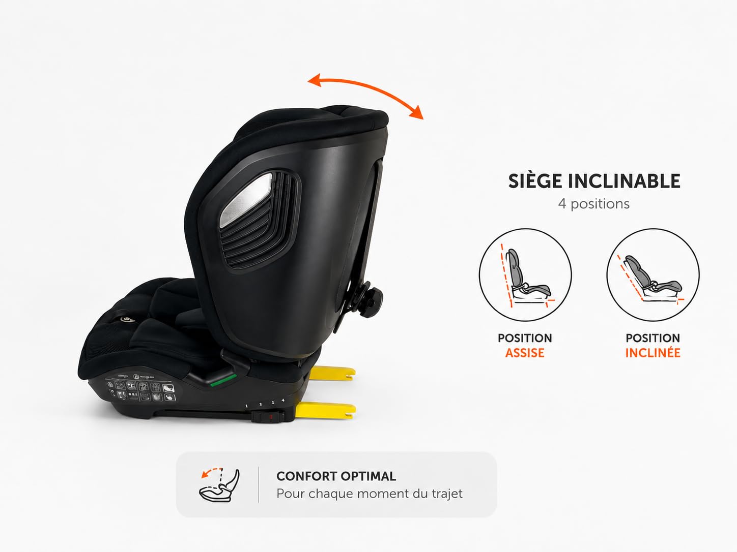 Nania Nevada, Siège auto isofix, ou ceinture, inclinable, et pliable, Isize 76-150cm, groupe 1/2/3 (9-36kg), protection latérale- housse confort