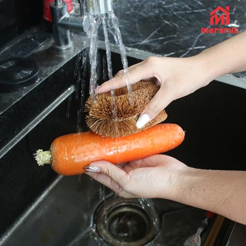 3pcs Tawashi Vegetable Scrub Brush, Coir Vegetable Brush, 100% Natural Coconut Scrubber, Japanese Fiber Clean Brush for Kitchen Cleaning Fruit Vegetable Needs, Dark Brown by Marsrut - Image 4