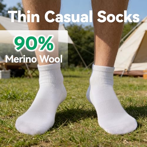 Image of 3 Pairs 90% Merino Wool Ankle Socks, Thin All-Season Casual Soft Breathable for Men Women