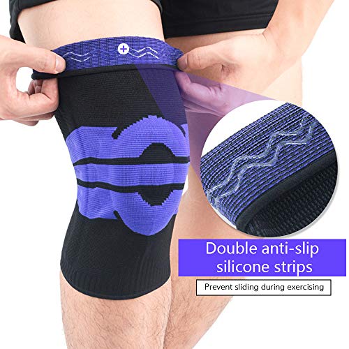 KKmoon 2 peças homens mulheres joelheiras joelheiras de compressão de apoio articular corrida caminh