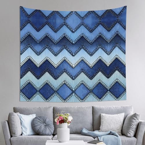 Tapisserie denim bleu dégradé 152x130 cm pour salon et chambre