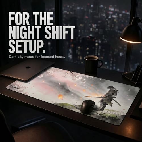 Image of AILKIN Large Anime Gaming Mouse Pad for PC & Laptop, Extended Desk Mat with Samurai Artwork, Non-Slip Mouse Pad for Wireless Mouse & Desk Accessories
