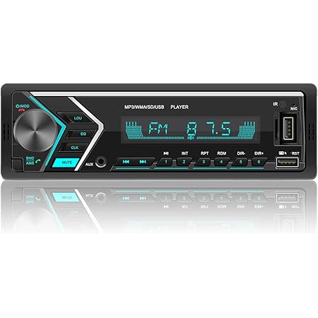 Single Din Car Stereo with Dual Bluetooth, FM Radio Car Audio Receiver Dual USB Port, SD, AUX-in, Built-in Microphone, Hands Free Calling MP3 Player with Wireless Remote Control
