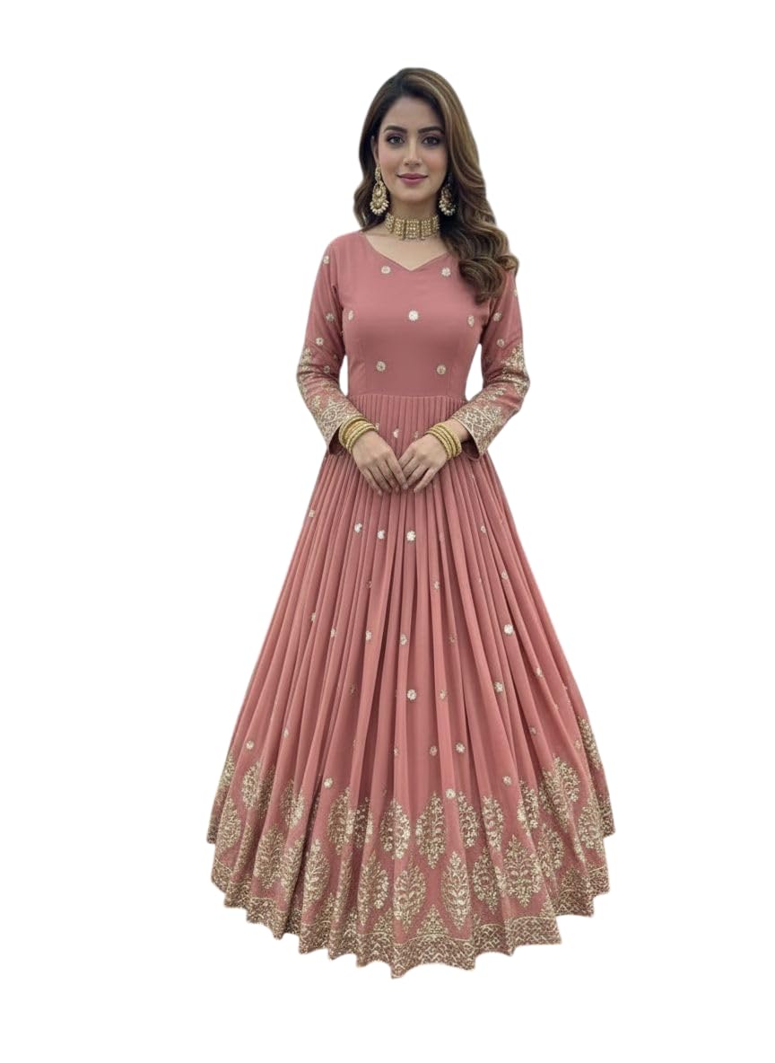 Women's Heavy Faux Georgette Embroidery Work Anarkali Gown and Beautiful Dupatta Traditional Gown for Women Any Occasion-picture-20