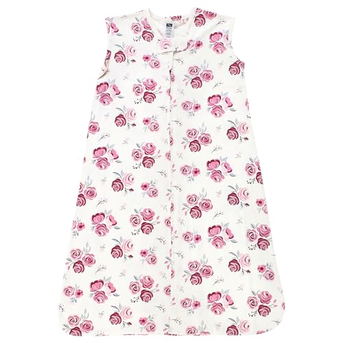 Hudson Baby Unisex Baby Cotton Sleeveless Wearable Sleeping Bag, Sack, Blanket, Rose, 12-18 Months