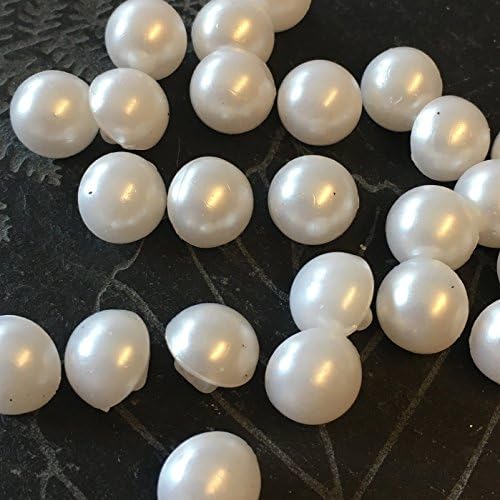 Pack of 20, 12mm Budget opalescent Ivory White Half Ball Buttons, Painted Resin