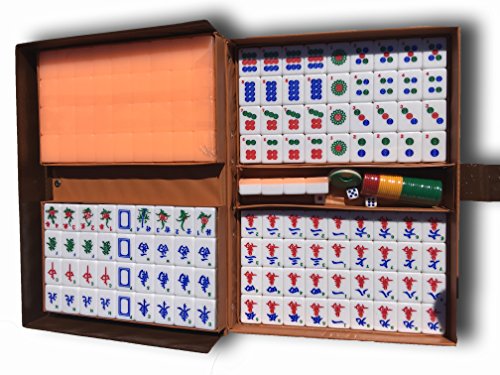 Muti Color Chinese&American 144 Tiles Mah Jong Set with Portable Mahjong Box (Pink)