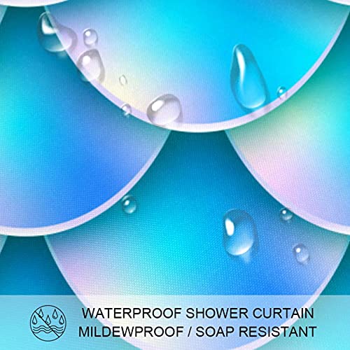Rideau de douche queue de sirène bleu 182x182 cm texturé pour salle de bain - 4