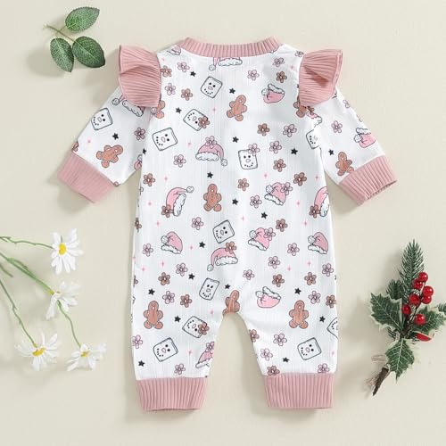 Newborn Baby Girl Long Sleeve Print Ruffle Oversized Bubble Romper Button Jumpsuit One Piece Outfit Fall Clothes3