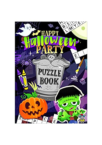 HENBRANDT 12 mini libros de rompecabezas de Halloween para niños, libro de actividades A6, rompecabezas de palabras, rompecabezas para colorear, divertido truco o trato, bolsas de fiesta, bolsa de