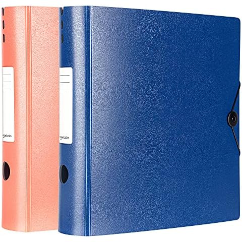 Paquete de 2 Archivadores de 2 Anillas A4 de Amazon Basics Cover