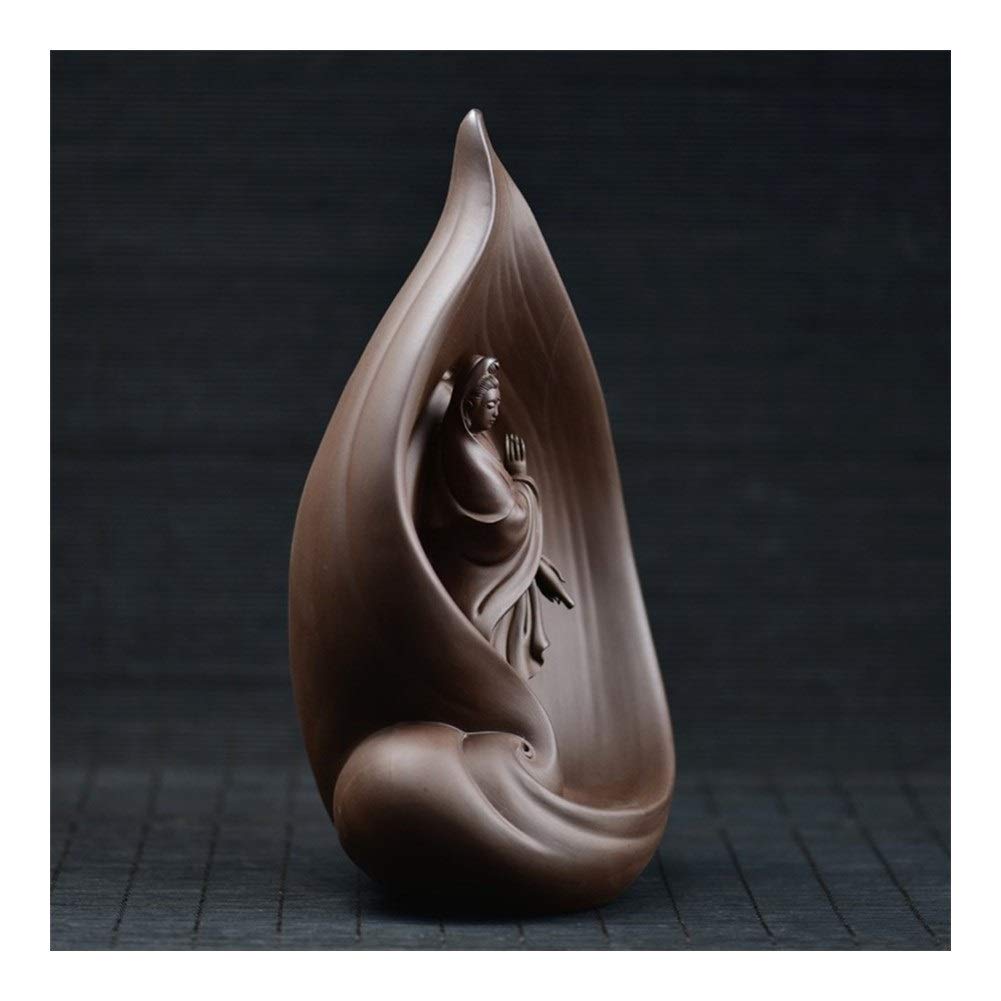 YUNGYE Hight Quality Guanyin Bodhisattva Backflow Incense Burner Ceramic Aroma Furnace Burner Smoke Beautiful Box