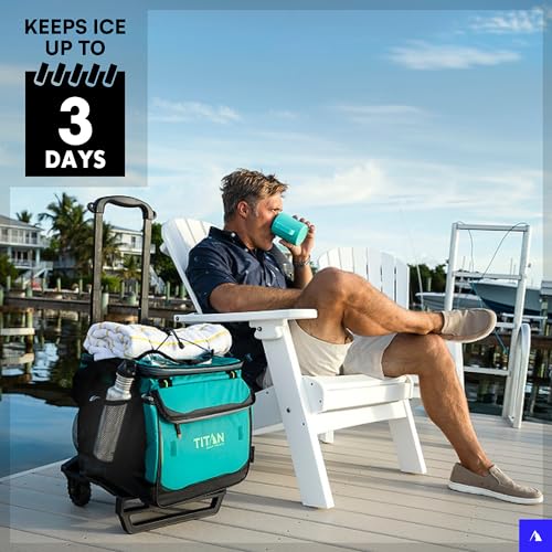 Image of Titan by Arctic Zone Deep Freeze Wheeled Cooler - 60 Can Rolling Cooler with Deep Freeze Insulation and Detachable All-Terrain Cart with Wheels - Process Blue