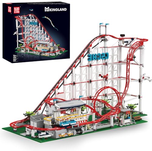 Mould King 11014 Technik Groß Vergnügungspark Loop Coaster Bausatz MOC Themenpark Achterbahn Modellbausteine Spielzeug für Erwachsene (3646 Teile)