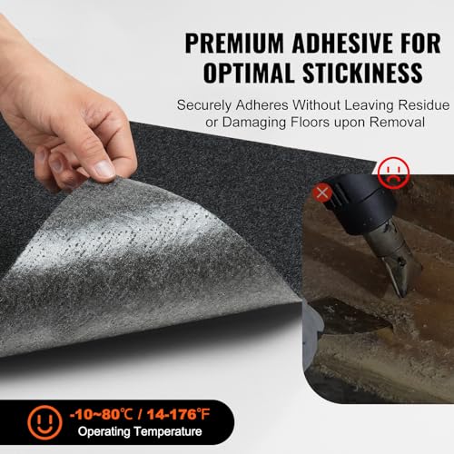 Image of VEVOR 24 x 24 Peel and Stick Carpet Tiles Squares with Self Adhesive & Soft Padded for Indoor Outdoor Kitchen Living Room Bedrooms - Pack of 15 /60 sq ft /Carbon Black