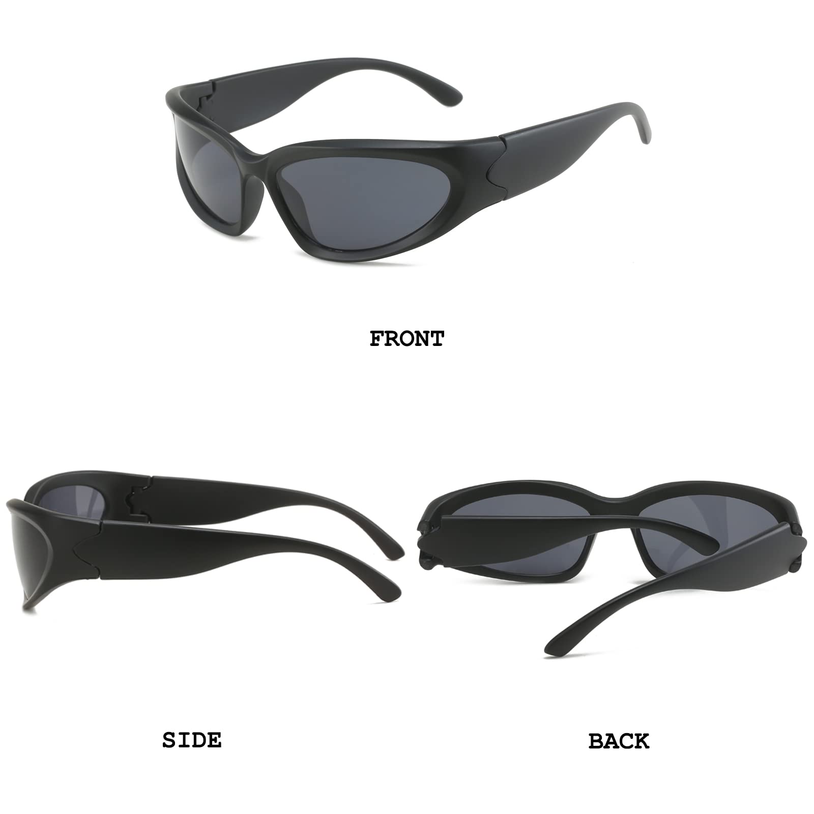 BUTABY Occhiali da sole avvolgenti alla moda per donne e uomini ovali scuri futuristici occhiali da sole per sport all'aria aperta protezione UV400