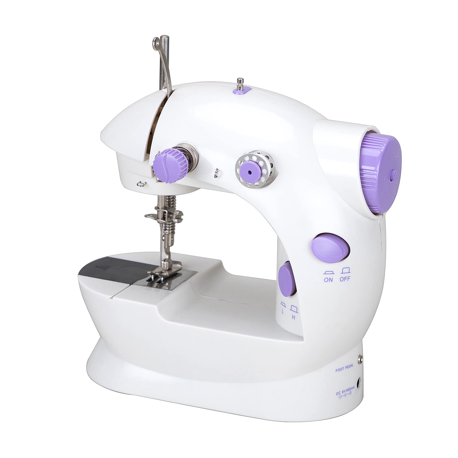 202A Macchina Da Cucire Elettronica Mini Macchina Da Cucire Portatile con 99 Accessori Da Cucito E Tavolo Di Estensione Per Vestiti, Tende, Artigianato (Viola)