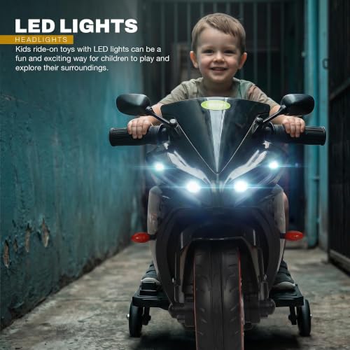 Image of Baybee R7 Baby Electric Bike for Kids with Foot Acceleration | Toddler Battery Operated Bike with LED Lights & Music | Rechargeable Ride on Bike for Kids to Drive 1 to 3 Years Boys Girls (Black)