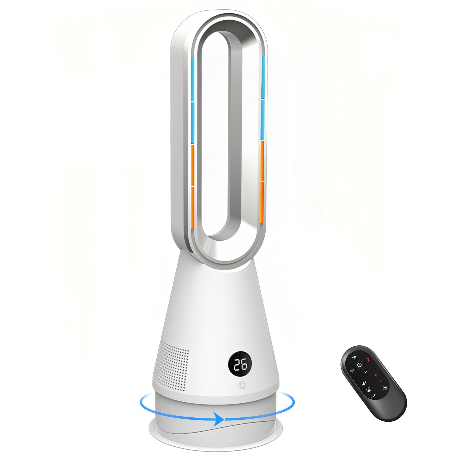 タワーファン【2026革新冷暖兼用・1台6役・羽根なし扇風機・上下左右角度調節】タワー扇風機 10段階冷風&3段階温風 DCモーター 空気清浄機 強風・お休みモード タイマー メモリー 転倒OFF LEDディスプレ ECO恒温 強力 縦型 スリムファン 大風量 冷暖房 置き型 冷温風機 セラミックヒーター 脱衣所 リビング用 冷風機 静音 省エネ 送風機 おしゃれ リモコン付き PSE認証 白