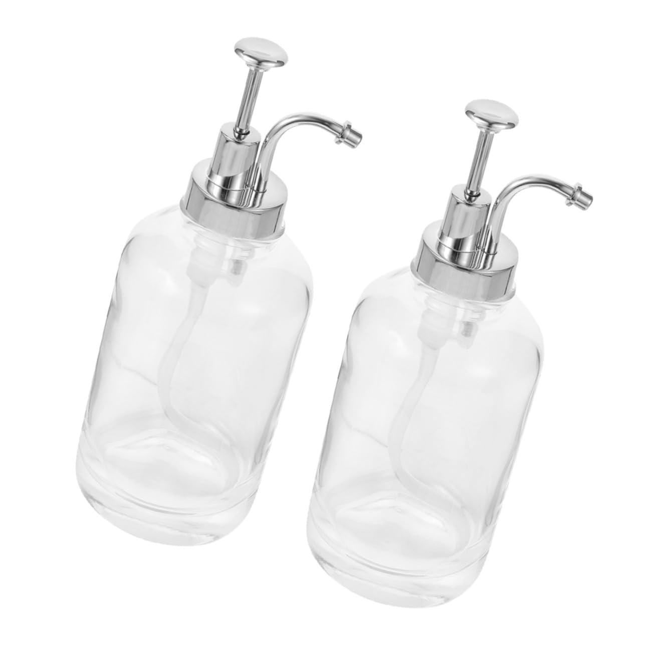 Distributeur de Sirop Pompe 2 Pièces 500ml en Verre et Acier Inoxydable