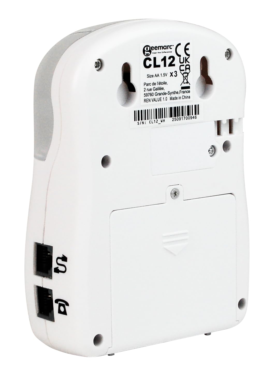 Geemarc CL12 - Amplificador de Timbre de Teléfono con Avisador Luminoso - Dispositivo para Teléfono Fijo - Posibilidad de Instalación en Pared - Ideal para Personas con Discapacidad Auditiva