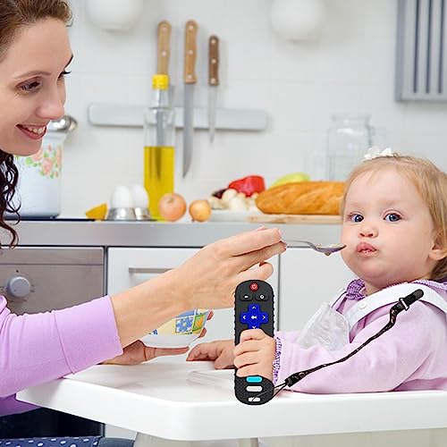 2Pack Remote Control Shape Silicone Teething Toys For Babies 0-12 Months, Bpa Free Baby Teething Toys,Baby Teethers For Toddlers Boys Girls (Black + Coral Color) #TOP4
