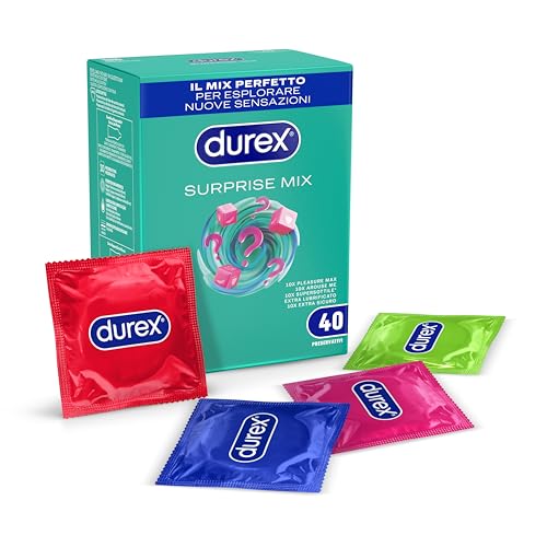 Durex Surprise Mix, Preservativi Assortiti, Profilattici Sottili e con Rilievi