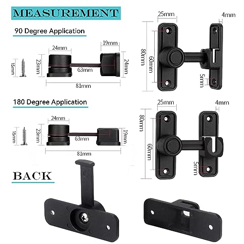 WANLIAN 90 Degree Barn Door Lock Zinc Alloy Heavy Duty Sliding Door Lock for 180 Degree, Silver - Image 4
