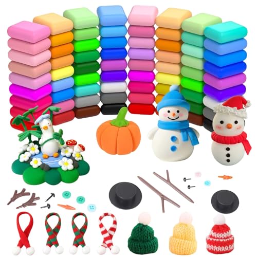 LZPLJLWS Clay Craft Set Children 72 Colours Christmas DIY Set with 33 Accessories, Creative Modelling Clay for Children from 3 Years, Ideal for Christmas, Gift, Party Decoration, Craft Fun
