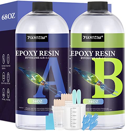Epoxy Resin 68OZ - Crystal Clear Epoxy Resin Kit - Self-Leveling,...