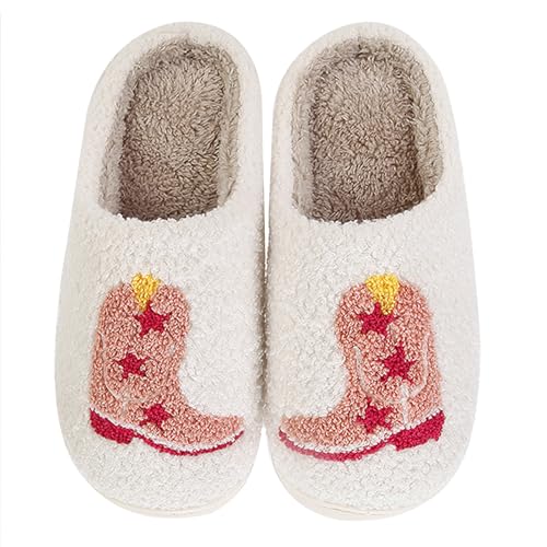 Cowboy Boot Slippers for Women Disco Cowgirl Hat Slippers for Women Memory Foam Shoes2