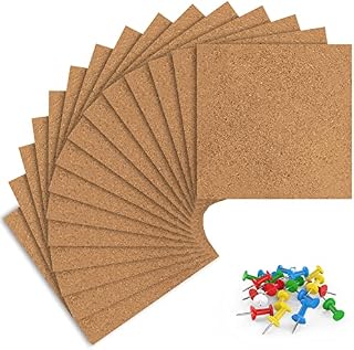 10 Pack 30cm/12in Large Square Cork Board, Notice Letter Board Cork Tiles for Bedrooms Home Office Self Adhesive DIY Message Vision Board Kit with Push Pins for Pictures, Photos, Drawing